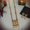 Green Color Rajwadi Matte Gold Temple Necklace Set (TPLN263GRN)