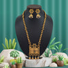 Green Color Rajwadi Matte Gold Temple Necklace Set (TPLN263GRN)