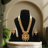 Maroon & Green Color Matte Gold Rajwadi Temple Necklace Set (TPLN298MG)