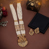 Gold Color Vilandi Kundan Long Matte Gold Rajwadi Temple Necklace Set (TPLN310GLD)