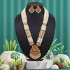 Gold Color Vilandi Kundan Long Matte Gold Rajwadi Temple Necklace Set (TPLN310GLD)