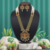 Green Color Vilandi Kundan Long Matte Gold Rajwadi Temple Necklace Set (TPLN312GRN)