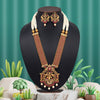 Rani Color Vilandi Kundan Long Matte Gold Rajwadi Temple Necklace Set (TPLN312RNI)