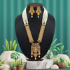 Gold Color Vilandi Kundan Long Matte Gold Rajwadi Temple Necklace Set (TPLN315GLD)