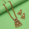 Maroon & Green Color Vilandi Kundan Matte Gold Rajwadi Temple Necklace Set (TPLN318MG)