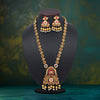 Rani Color Vilandi Kundan Matte Gold Rajwadi Temple Necklace Set (TPLN318RNI)