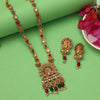 Maroon & Green Color Vilandi Kundan Matte Gold Rajwadi Temple Necklace Set (TPLN319MG)