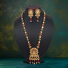 Maroon & Green Color Vilandi Kundan Matte Gold Rajwadi Temple Necklace Set (TPLN319MG)