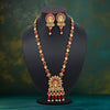 Rani Color Vilandi Kundan Matte Gold Rajwadi Temple Necklace Set (TPLN319RNI)