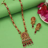 Rani Color Vilandi Kundan Matte Gold Rajwadi Temple Necklace Set (TPLN319RNI)