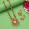 Gold Color Vilandi Kundan Matte Gold Rajwadi Temple Necklace Set (TPLN323GLD)