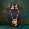 Gold Color Vilandi Kundan Matte Gold Rajwadi Temple Necklace Set (TPLN323GLD)