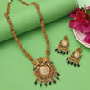 Green Color Vilandi Kundan Matte Gold Rajwadi Temple Necklace Set (TPLN323GRN)