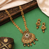 Maroon & Green Color Kundan Matte Gold Rajwadi Temple Necklace Set (TPLN325MG)