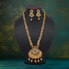 Maroon & Green Color Kundan Matte Gold Rajwadi Temple Necklace Set (TPLN325MG)