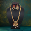 Rani Color Vilandi Kundan Matte Gold Rajwadi Temple Necklace Set (TPLN326RNI)