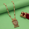 Gold Color Long Matte Gold Rajwadi Temple Necklace Set (TPLN560GLD)