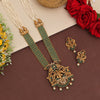 Green Color Lord Krishna Long Temple Necklace Set (TPLN608GRN)