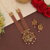 Rani Color Lord Krishna Long Temple Necklace Set (TPLN608RNI)