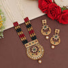 Maroon & Green Color Matte Gold Necklace Set (TPLN609MG)