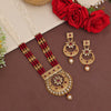 Maroon Color Rajwadi Matte Gold Necklace Set (TPLN609MRN)