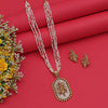 Pink Color Meena Work Lord Krishna Temple Necklace Set (TPLN613PNK)
