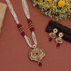 Rani Color Meena Work Matte Gold Necklace Set (TPLN615RNI)