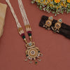 Rani & Green Color Meena Work Matte Gold Necklace Set (TPLN616RNIGRN)
