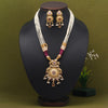 Rani Color Meena Work Matte Gold Necklace Set (TPLN616RNI)