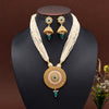 Green Color Meena Work Temple Necklace Set (TPLN618GRN)