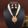 Rani Color Meena Work Temple Necklace Set (TPLN618RNI)