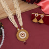 Rani Color Meena Work Temple Necklace Set (TPLN618RNI)