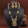 Green Color Meena Work Temple Necklace Set (TPLN619GRN)