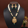 Green Color Meena Work Temple Necklace Set (TPLN621GRN)