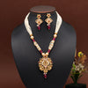 Rani Color Meena Work Temple Necklace Set (TPLN621RNI)