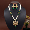 Green Color Meena Work Temple Necklace Set (TPLN623GRN)