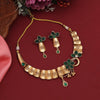 Green Color Rajwadi Matte Gold Necklace Set (TPLN625GRN)