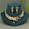 White Color Rajwadi Matte Gold Necklace Set (TPLN625WHT)