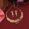 White Color Matte Gold Necklace Set (TPLN625WHT)
