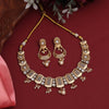 White Color Matte Gold Necklace Set (TPLN626WHT)