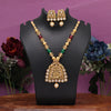 Maroon & Green Color Lord Radha Krishna Temple Necklace Set (TPLN631MG)