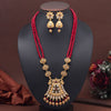 Maroon Color Rajwadi Matte Gold Necklace Set (TPLN638MRN)