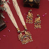 Multi Color Peacock Inspired Rajwadi Matte Gold Necklace Set (TPLN642MLT)