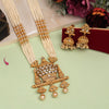 Gold Color Rajwadi Matte Gold Necklace Set (TPLN644GLD)