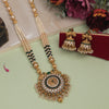 Green Color Rajwadi Matte Gold Necklace Set (TPLN647GRN)