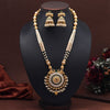 Green Color Rajwadi Matte Gold Necklace Set (TPLN647GRN)