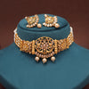 Gold Color Choker Rajwadi Matte Gold Necklace Set (TPLN648GLD)