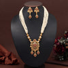 Rani Color Rajwadi Matte Gold Necklace Set (TPLN649RNI)
