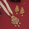 Gold Color Lord Ganesha Rajwadi Temple Necklace Set (TPLN650GLD)