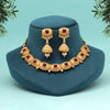 Rani Color Rajwadi Matte Gold Necklace Set (TPLN654RNI)